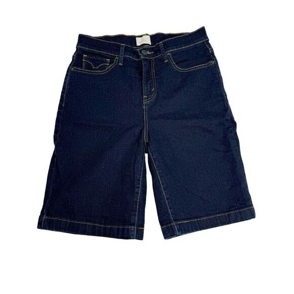 Levi’s dark wash 512 perfectly slimming Bermuda jean shorts size 10 - Picture 1 of 13